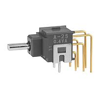 NKK Switches A2SHV Process Sealed Subminiature Toggles (ON)-OFF-ON .248 FLT VERTICAL PC .4VA