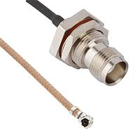 Amphenol RF 095-850-283-200 RF Cable Assemblies AMC Right Angle Plug to TNC Straight Bulkhead Jack RG-178 50 Ohm 200 mm (7.87 Inches)