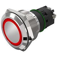 EAO 82-6154.1114 Anti-Vandal 82-6154.1114.Illuminated pushbutton.momentary.22 mm.stainless steel.flush/flat.ring.red.24 V.screw terminal au plated