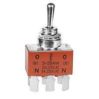 NKK Switches S28AWF Toggle Switches DPDT (ON)OFF(ON) .25 QC SPLSHPF BSHNG 15