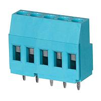 Same Sky (formerly CUI Devices) TB009-508-05BE Fixed Terminal Blocks Terminal block, screw type, 5.08 , horizontal, 5 poles, CUI Blue, slotted screw, PCB mount