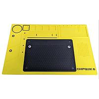 Chip Quik CQ-ESD-MAT-SILICONE-1 YELLOW ESD Silicone Mat ESD Silicone Soldering Mat - Black with Yellow Base, 17 11/16in x 11 13/16 in