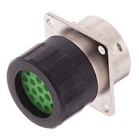 Amphenol SINE Systems RT001619SNHEC03R Connectors Receptacle, Square Flange, 19 Position, Female, Shell Size 16, Silicone Seal, and End Cap with Reduced Diameter Individual Wire Sealing, Range 14-24 AWG