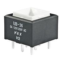 NKK Switches UB26SKW036B Pushbutton Switches SQ DPDT ON-ON WHITE LED PC BODY ONLY 6A