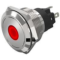 EAO 82-6151.1212 Anti-Vandal 82-6151.1212.Illuminated pushbutton.momentary.22 mm.stainless steel.flush/flat.point.red.6 V.soldering terminal