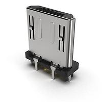 GCT (Global Connector Technology) USB3150-30-130-A Micro USB Type B Connectors Micro B Plug, Vertical, TH, 30u", with peg,  1.30mm stakes & leads, T&R