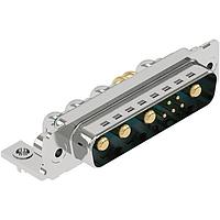 HARTING 09693009105 Mixed Contact D-Sub Connectors D-Sub 9W4 male angled, 20amps, PLS4, board locks, 4-40 threading