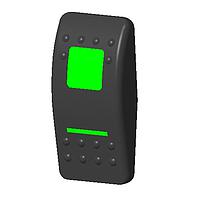 Carling Technologies VVALC00-000 Contura II Hard Surface Actuator V-Series Rocker Only Black Contura II Rocker, with Green Lens