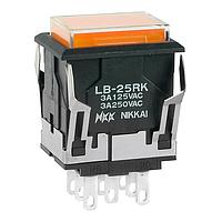 NKK Switches LB25RKW01-5D-JD Pushbutton Switches DPDT ON-(ON) REC AMB
