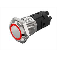 EAO 82-6552.2114 Anti-Vandal 82-6552.2114.Illuminated pushbutton.maintained.22 mm.aluminium natural.flush/flat.ring.red.24 V.screw terminal