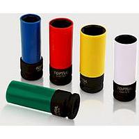 TOPTUL KABC1619- 1/2inch DR. 6PT Flank Thin Wall Deep Impact Sockets with Plastic Sleeves