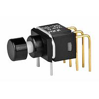 NKK Switches GB25AH-XA Pushbutton Switches ON-(ON) .157 BLK CAP RIGHT ANGL PC .4VA