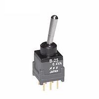 NKK Switches B25AP Process Sealed Subminiature Antistatic Toggles DPDT ON-(ON) .394 STRAIGHT PC .4VA