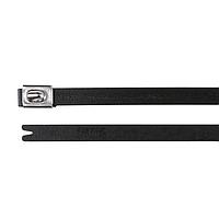 HellermannTyton 111-00289 Locking Polyester Coated Stainless Steel Tie, 8" Long, 121lb Tensile Strength, SS316, Metal, 100/pkg