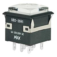 NKK Switches UB226KKW015F-1JB Pushbutton Switches 5A DPDT ON ON GRN