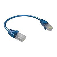 Amphenol Commercial Products RJE1Y26A53C42401 RJ-RJ Ethernet Cable Assembly RJ-RJ Ethernet Cable assembly, CAT6, Round Super Thin 28AWG, Blue, Overmoulded, Un-Shielded, Length = 5 Feet