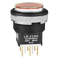 NKK Switches LB25WKG01-5C-JC Pushbutton Switches DPDT ON-(ON) RED Au PNL SEAL BLK HOUSING