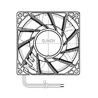Sunon PF80381BX-000U-A99 Axial Axial Fan, 80x80x38mm, 12VDC, 141.9CFM, 3.2"H2O, Auto Restart, High Airflow