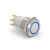 Alcoswitch - TE Connectivity 7-2213764-8 Pushbutton Switches AV19 DPL 0.4VA FIX RING LED BLUE 12V