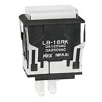 NKK Switches LB16RKW01-5F24-JB Pushbutton Switches ON-ON RECT BLACK 12V GRN LED CLR/WHT CAP