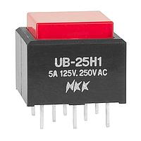 NKK Switches UB25SKW035C-CB Pushbutton Switches ON(ON) SQ 6A RED LED RED/WHT CAP PC