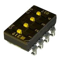 CTS Electronic Components 219-4LPSTJ DIP Switches SURFACE MOUNT, GOLD DIP SWITCH, 4-POLE, LOW PROFILE ACTUATOR, BOTTOM SEAL, TAPE SEAL, J-BEND, TUBE PACK