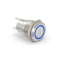 Alcoswitch - TE Connectivity 3-2213764-9 Pushbutton Switches AV19 SPL 3A FIX RING LED BLUE 24V