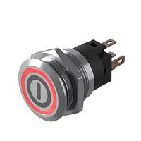 EAO 82-5151.2114.B001 Anti-Vandal 16 mm, Illuminated pushbutton, Stainless steel, flush/flush, Screwterminal, Maintained, Silver Contacts, Ring, Green, 24 V AC/DC