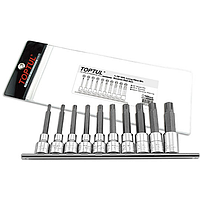 TOPTUL GAAG1003 10PCS 1/2" DR. Long Ribe Bit Socket Rail Set
