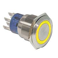 E-Switch ULV7F23SS331 Anti-Vandal Anti-vandal, SPDT, On-On, Panel Mount, Front, Silver, LED, Green, IP67