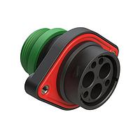 Amphenol SINE Systems AHDP02-24-07PN-STACL22 Connectors 7 Position Panel Mount Receptacle, Pin, Shell Size 24, Normal Diameter Seal (Green), CL22,Small Thread Adapter