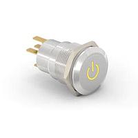 Alcoswitch - TE Connectivity 1-2213766-2 Pushbutton Switches AV19 SPM 0.4VA POWER LED YELLOW 24V