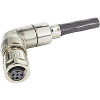 HARTING 21038814411 Headers & Wire Housings M12 D-code 4pin female shielded, crimp, slim design, angled, w/ crimp flange set 21010100019 (oe6.6mm)