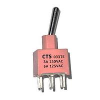 CTS Electronic Components 033TESDCTA2S1 Toggle Switch STR DP on-off-on 7.30 Std. non-thread 6.15 P.C 1.27 width Silver plated White