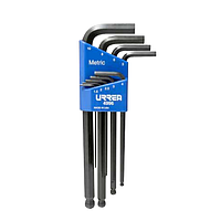 Urrea 4996 Hex Key Set (L-type, ball end, metric, 9 pcs)