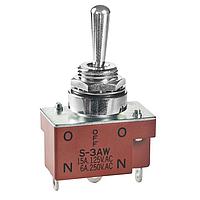NKK Switches S3AW Medium capacity standard size toggles SPDT ON-OFF-ON SOLDER LUG