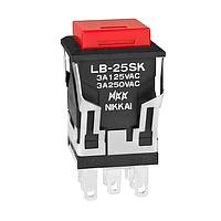 NKK Switches LB25SKW01-1C-C Pushbutton Switches ON(ON) SQ BLACK BODY RED LED RED SPOT ILM
