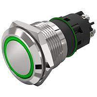 EAO 82-5152.2133 Anti-Vandal 82-5152.2133.Illuminated pushbutton.maintained.19 mm.stainless steel.flush/flat.ring.green.12 V.screw terminal