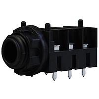 Io Audio Technologies IO-TJ6HF Phone Connectors 1/4" Jack, Switched, Full Threaded Nose, Horizontal PCB, 6 Pin, Tiny Jack Series