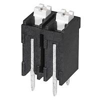 Same Sky (formerly CUI Devices) TBLH10V-500-02BK Fixed Terminal Blocks Terminal block, screwless, High Temp, 5.00, Vertical, 2, Black w Gray Button