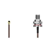 GCT (Global Connector Technology) CAB442RF-0100-A-1 RF Cable Assemblies I-Pex MHF2IsolatedSMA BH R Mt wO-ring IP67 L=100mm Washer & nut RG178, Brwn