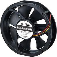 Sanyo Denki 9RF1312P3H001 Axial DC Axial Fan, Reversible Flow, 136x28mm Round, 12VDC, Tach/PWM
