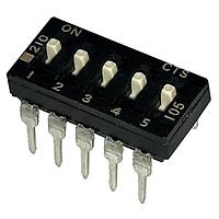 CTS Electronic Components 210-5ES DIP Switches THROUGH HOLE, GOLD FLASH DIP SWITCH, 5-POLE, EXTENDED ACTUATOR, BOTTOM SEAL, TUBE PACK