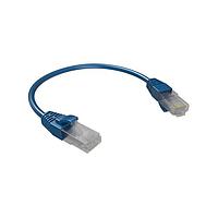 Amphenol Commercial Products RJE1Y36305C42401 Ethernet Cables / Networking Cables RJ-RJ Ethernet Cable assembly, CAT6A, Round Super Thin 28AWG, Blue, Overmoulded, Un-Shielded, Length = 1 Feet