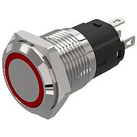 EAO 82-4251.1115 Anti-Vandal 82-4251.1115.Illuminated pushbutton.momentary.16 mm.chrome colour.flush/flat.ring.red.110 V.soldering terminal