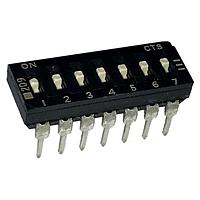 CTS Electronic Components 209-7LPSD DIP Switches THROUGH HOLE, GOLD DIP SWITCH, 7-POLE, LOW PROFILE ACTUATOR, BOTTOM SEAL, STRAIGHT TERMINAL FORM, TUBE PACK