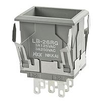 NKK Switches LB26RGW01 Pushbutton Switches DPDT ON-ON GRAY RECTANGULR BODY ONLY