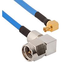 Amphenol SV Microwave FRSMPM-085-MRSMA-180 RF Cable Assemblies SMPM R/A F  SMA R/A M 18"Cable