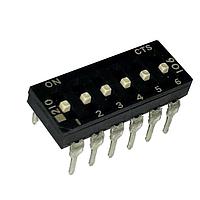 CTS Electronic Components 210-6MSFD DIP Switches THROUGH HOLE, GOLD FLASH DIP SWITCH, 6-POLE, MEDIUM ACTUATOR, BOTTOM SEAL, OFF, STRAIGHT TERMINAL FORM, TUBE PACK