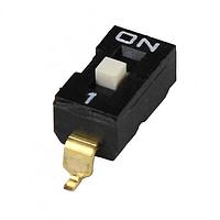 Same Sky (formerly CUI Devices) DS04-254-2-01BK-SMT-TR DIP Switches DIP Switch, SPST, 2.54 pitch, flat actuator, SMT, Tape and reel, 1 position, Black